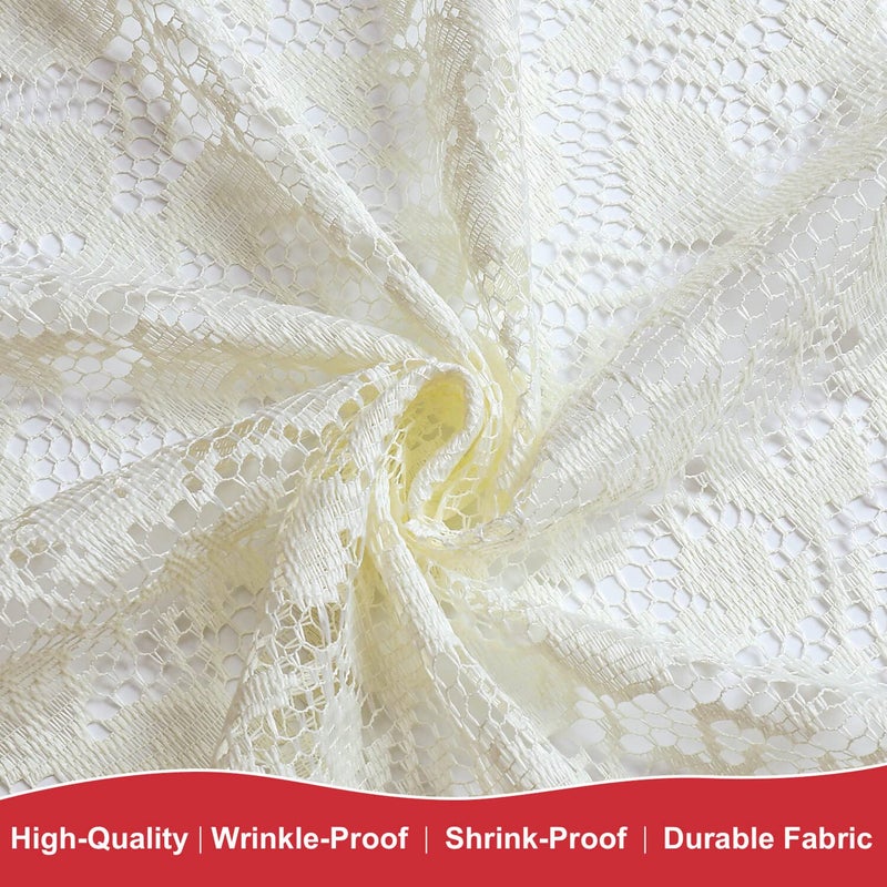 WUBODTI Cream Lace Floral Tablecloth Square 72" x72", Vintage Chic Solid Floral Pattern Lace Embroideried Table Cloth Cover for Wedddig Party Dinning Room Kitchen Tables Decor - Image 5